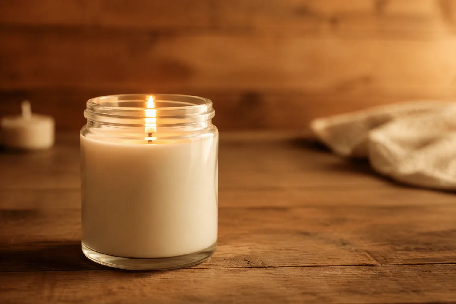 Container candle surface inspected after setting